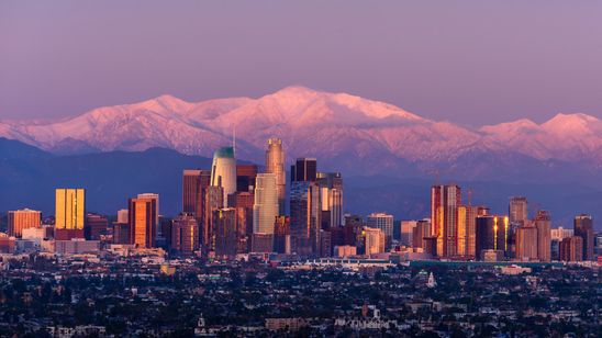Panoramic view of the skyline of Downtown Los Angeles, California