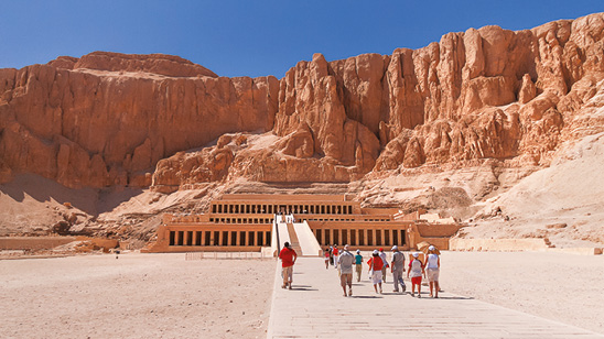 Group of tourists visiting Hatshepsut Temple, Egypt