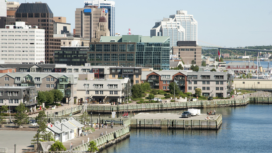 Halifax city promenade with a downtown in a background, Halifax, Nova Scotia, Canada