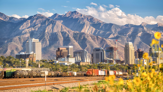 Downtown Salt Lake City skyline Utah in USA