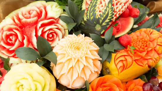 Beautiful carved fruit, Thailand