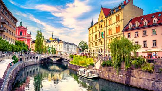 Pretty canals of Ljubljana, Slovenia