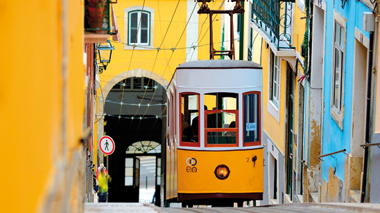 Cable car in Lisbon, Portugal
