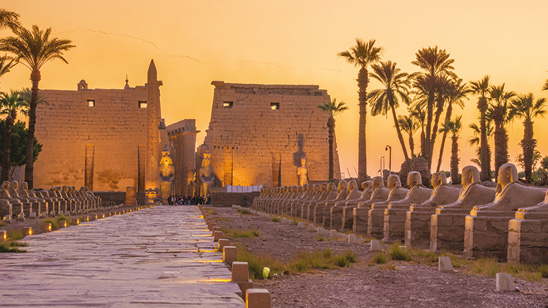 Evening sunset over Luxor temple, Egypt