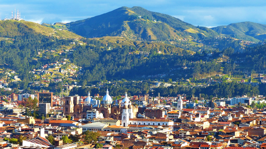 Panoramic view of Cuenca, Ecuador, with the mountains behind