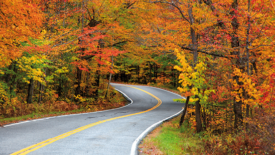Beautiful rural Vermont drive in autumn time