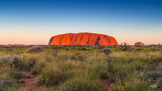 Beautiful view of Uluru, Ayers rock before sunset at Uluru-Kata Tjuta National Park, Northern Territory, Red Centre, Australia.