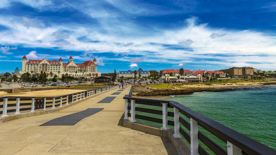 View along Shark Rock Pier towards Hobie Beach in Port Elizabeth, South Africa