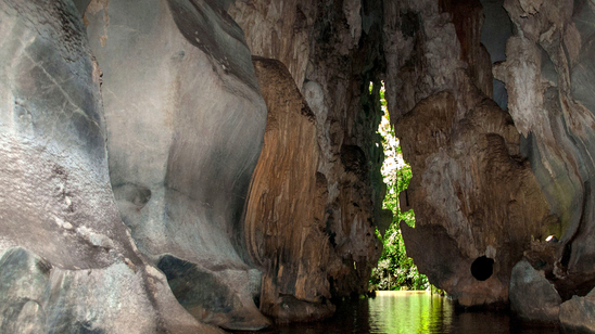 A river runs through the Indian Cave in Cuba&s ViÃ±ales Valley